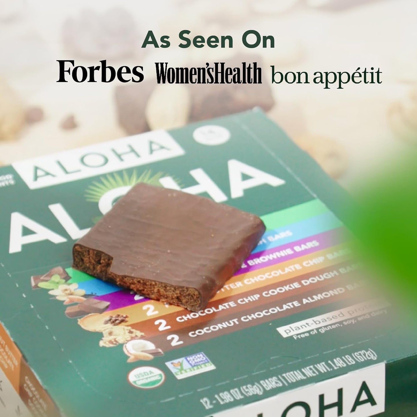 ALOHA Organic Plant Based Protein Bars - 6 Flavor Variety Pack - 12 Count